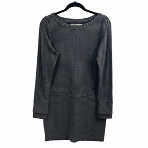 Athleta Gray Striped Long Sleeve Dress